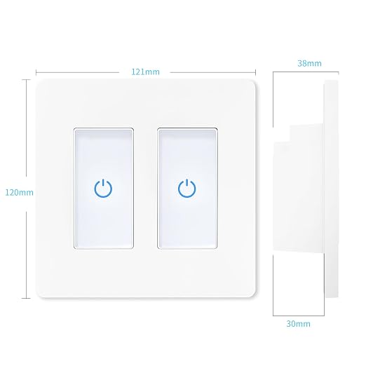 Milfra Touch Smart Switch 2 Gang, 2-Position, White, Compatible with Alexa and Assistant, No Hub Required