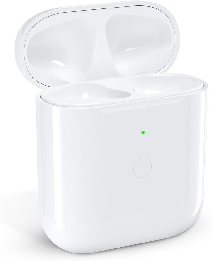 Charging Case for AirPod 1st/2nd Generation, Charger Port for Airpod 2nd/1st Replacement Charger Case Built-in 450 mAh Battery Support Wireless & Wired -No Earbuds (Light-Ning Port)