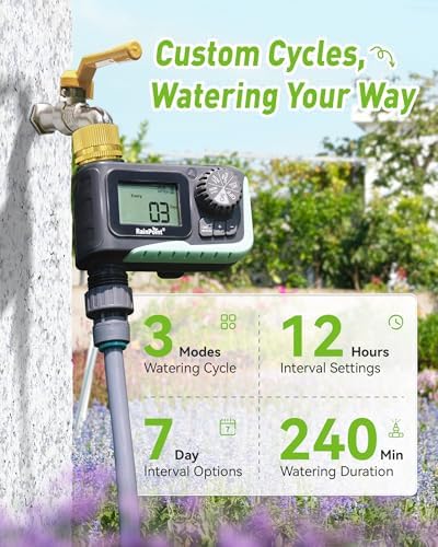 RainPoint Hose Timer & 25FT Soaker Hose, Water-Saving Auto-Irrigation System