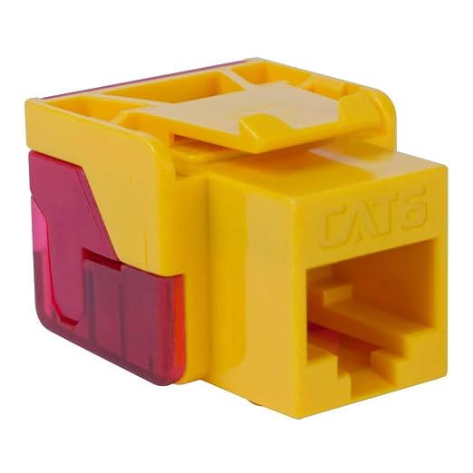 ICC CAT6 Keystone Jack with Inline IDC No Pair Split Wiring (Easier Termination) UL Listed PoE++ TAA Compliant for Wall Plate or Patch Panel, Works with JackEasy Termination Tool, Yellow