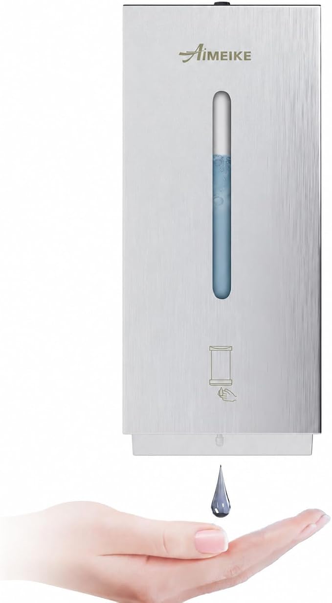 Automatic Touchless Wall Mounted Soap Dispenser 800 ml / 27 oz Stainless Steel Commercial Dispenser for Bathroom, Office & Public Restrooms