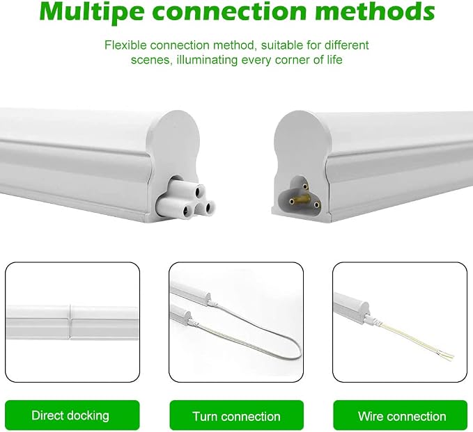 LightingWill 4 Pack LED Shop Light 2FT, Daylight White 6000~6500K, 10W, Linkable T5 Integrated Fixture, Utility LED Ceiling Light and Under Cabinet Light, Corded Electric with Built-in ON/Off Switch