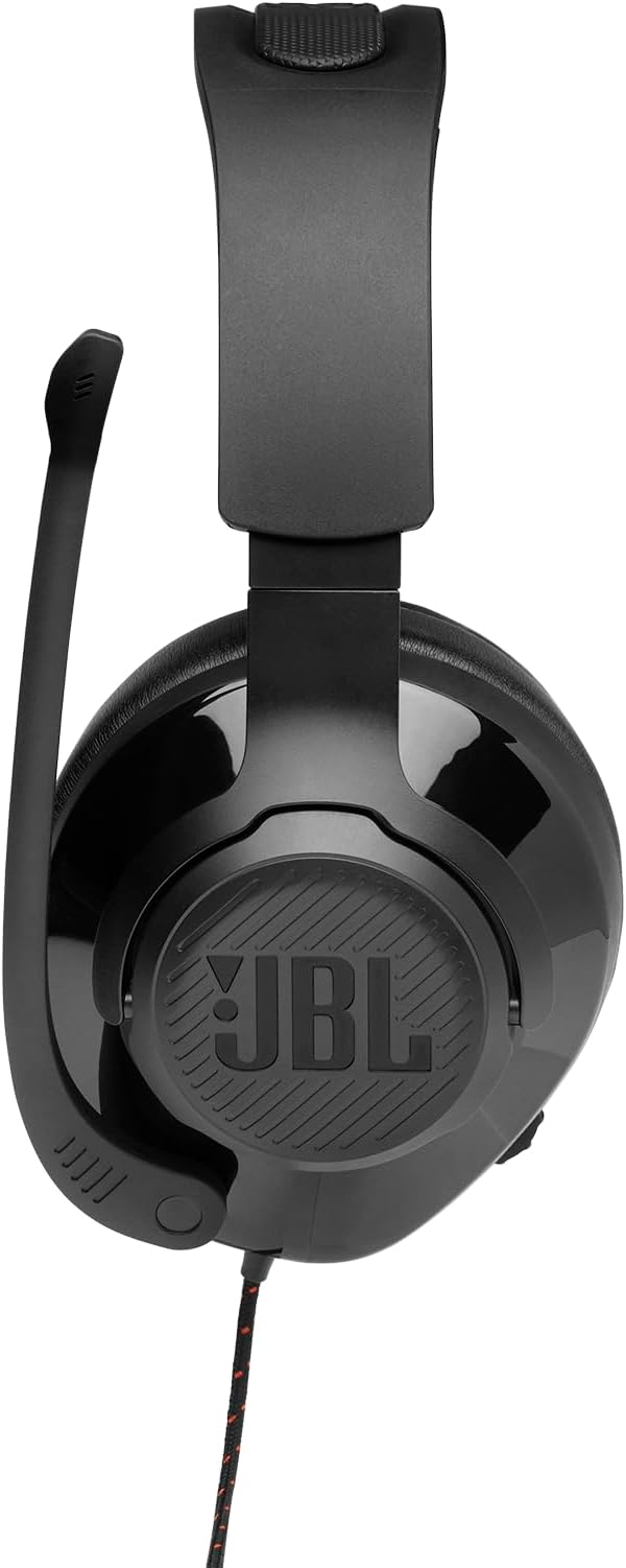 JBL Quantum 200 - Wired over-ear gaming headset with Voice focus directional flip-up mic and memory foam ear cushions (Black)