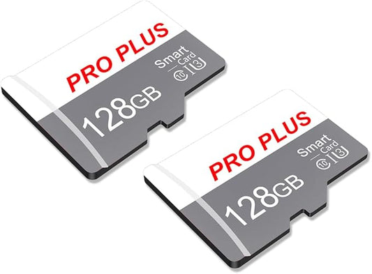 2 Pack Memory Card 128GB with Adapter, High Speed TF Card, UHS-I C10 A1 Memory TF Card for Tablet/Mobile Phone/Camera/Car Audio/Game Console (TF183 White Gray 128GB)
