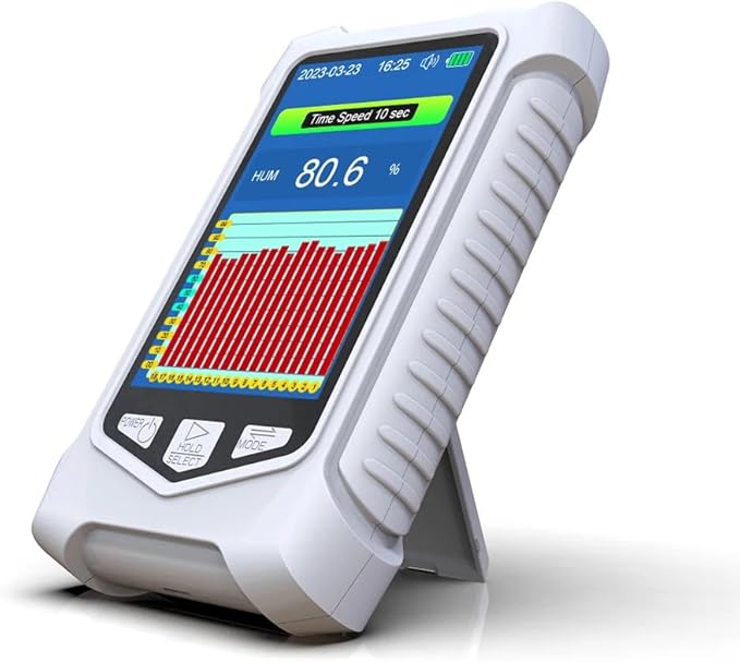 Portable O3 Meter Ozone Detector 3.5 Inch TFT Multifunction Air Quality Monitor for Air Quality Temperature Humidity Detection, Handheld Ozone Meter Tester for Home Office Use
