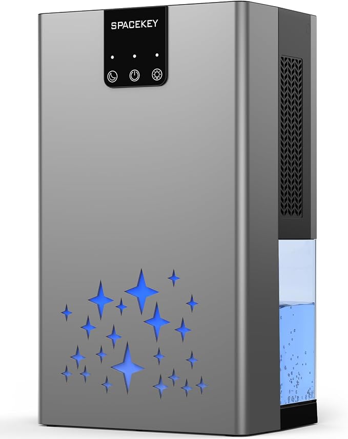 Dehumidifier, 95 OZ Water Tank Dehumidifiers for Home, 1000 sq. ft. Dehumidifier for Basement Bathroom Bedroom with Auto Shut Off, 7 Colors LED Light, Quiet Dehumidifiers with Sleep Mode, Grey