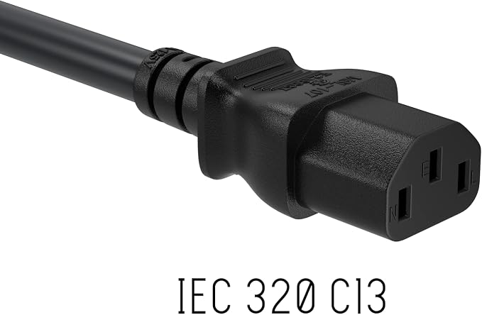 Cable Leader 5ft 14AWG Computer Power Cord, NEMA 5-15P to IEC C13 AC Power Cable, Heavy Duty 3-Prong Replacement Power Cord for PC, Monitor, Printer, Server & TV - Black