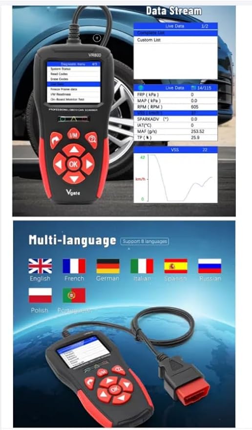 VR800 OBD2Fault CodeReader, OBD-II CANDiagnosticScan Tool