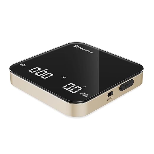 Maestri House S2 Espresso Coffee Scale with Timer, USB-C Rechargeable 2kg/0.1g Precision Shot Scale, Digital Scale for Espresso Brewing(Black & Gold)