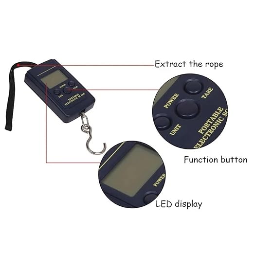Luggage Weight Scale, 5pcs Electronic LCD Display Digital Scale with Hanging Hook Without Backlight Mini Handheld Scale Portable,Hand Scale
