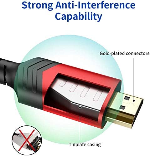 8K HDMI Cable 2.1 2 Pack 6ft, JSAUX 48Gbps Ultra High Speed HDMI Cable Braided Cord (4K@144Hz, 4K@120Hz, 8K@60Hz) HDCP 2.2&2.3 HDR 10 eARC ARC, Compatible with Switch 2/PS5/Laptop/Monitor/HDTV/-Red
