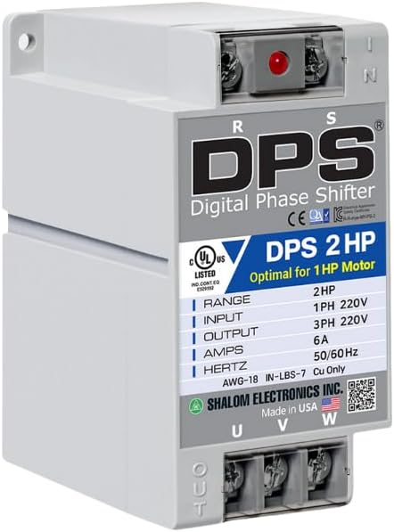 American DPS Single Phase to 3 Phase Converter, 2HP, 6A, Input/Output 200V - 240V, Digital Phase Shifter, Must Be Used for 1HP(0.75kW) 3A Motor, DPS Must Be Used for 1 Motor Only, UL-Listed