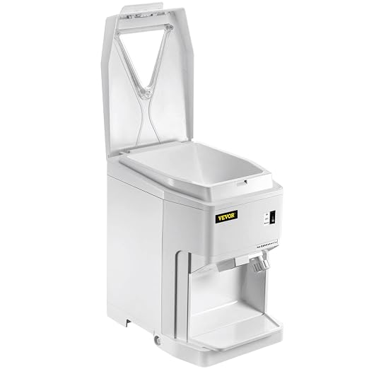 VEVOR Ice Shaver Machine Electric, Snow Cone Machine Commercial 265 LBS/H, Shaved Ice Machine w/Ice Hopper & Lid, 250W Ice Crusher w/Drain Pipe Tabletop Shaved Ice Maker w/Adjustable Fineness White