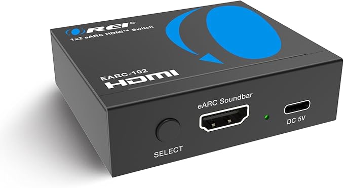 OREI eARC/ARC HDMI 2x1 Audio Switch – Connect One Soundbar/AV Receiver to Two eARC TVs, Supports Dolby Atmos, DTS:X, TrueHD, 32-Channel Audio, Auto/Manual Switching, Heavy-Duty Metal Housing