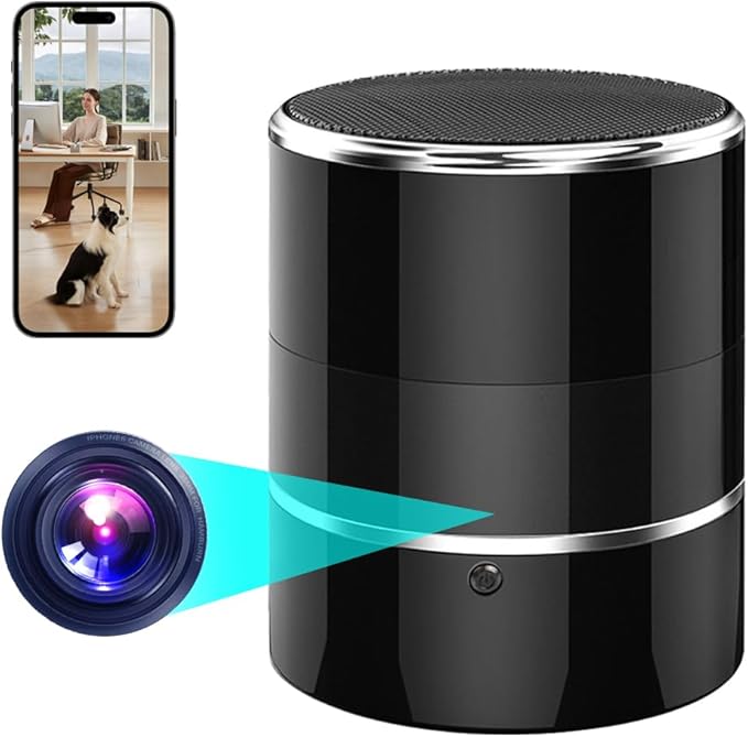 Indoor Security Camera in Bluetooth Speaker, 240° Viewing Angle,1080p Full HD WiFi Camera,Wireless Dome Cams Phone App,Motion Activated for Home Offices Store(2.4G /5G)