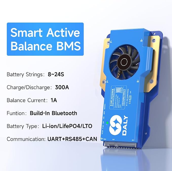 DALY Smart Active Balance BMS 300A 24V-84V 8S-24S Built-in Bluetooth with RS485 CAN PCB Battery Protection Board for Li-ion LifePO4 LTO Battery Pack