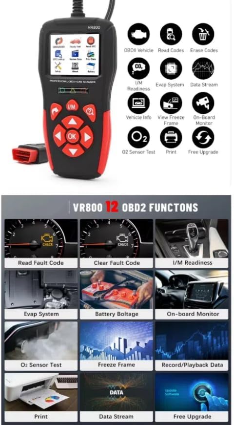 VR800 OBD2Fault CodeReader, OBD-II CANDiagnosticScan Tool