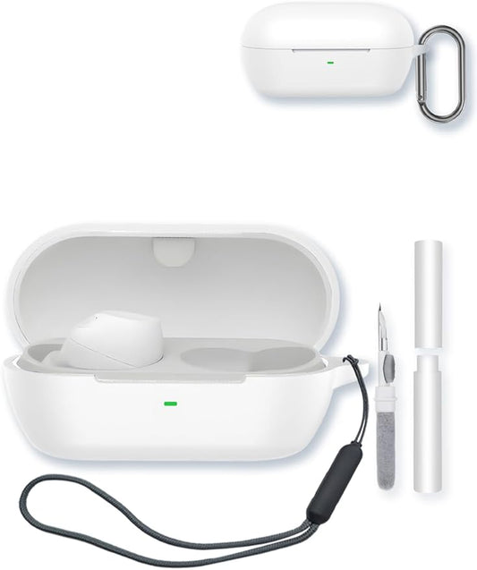 Silicone Case Compatible with Sony WF-C710N Truly Wireless Noise-Canceling Earbuds,Cleaning Kit and Lanyard Soft Protective Shockproof Cover for Sony WF-C710N-White