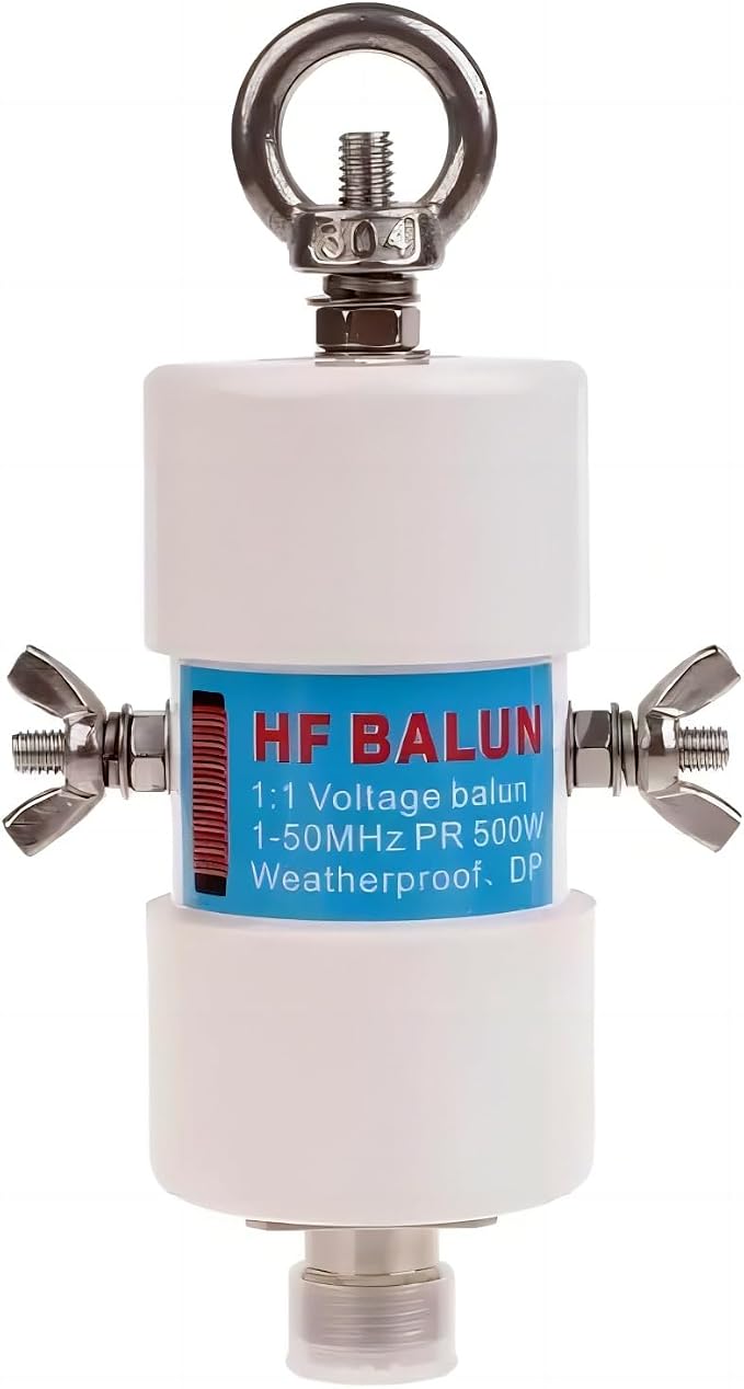 1:1 Voltage Balun Antenna, 500W HF Band (1-50MHz) Ham Radio Balun for Dipole Antenna - Weatherproof Design with UHF Female (SO-239) Connector, Antenna Signal Converter