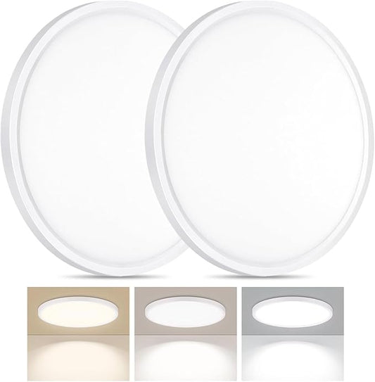 2Pack LED Flush Mount Ceiling Light, 7 Inch 1500LM 15W Thin Round Ceiling Light Fixture, 3000k/4000k/6500k 3 Color Adjustable Ceiling Lamp