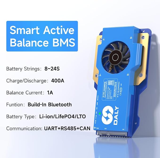 DALY Smart Active Balance BMS 400A 24V-84V 8S-24S Built-in Bluetooth with RS485 CAN PCB Battery Protection Board for Li-ion LifePO4 LTO Battery Pack