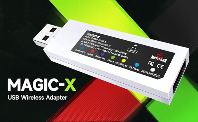 MAYFLASH Magic-X Wireless Bluetooth USB Adapter for Xbox Series S/X, Xbox One, Switch, macOS, Windows, Raspberry Pi, Compatible with PS5, PS4, Xbox Bluetooth Controller and More