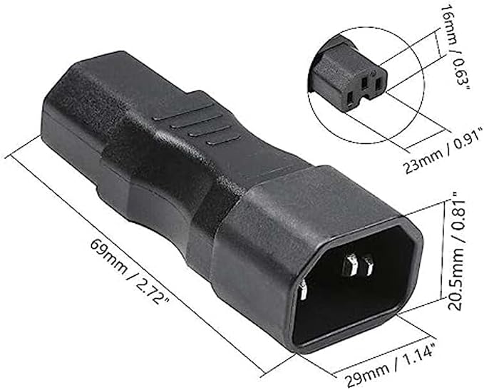 (10Packs IEC 320 C14 Male to C15 Female Power Adapter, 10A 125/250V, Straight 3-Pin IEC Power Converter for PDU, UPS, Server, and Computer Equipment