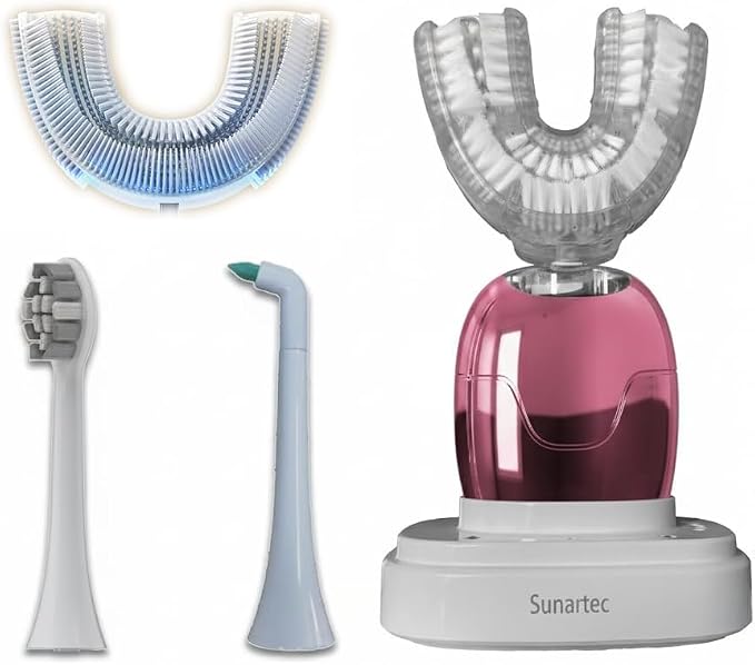 360° U-Shaped Toothbrush, Newupgrade Sonic Electric Toothbrushes for Adults, Multiple Brush Heads Options, IPX7 Waterproof, 360° Cleaning Suitable for People with Limited Mobility