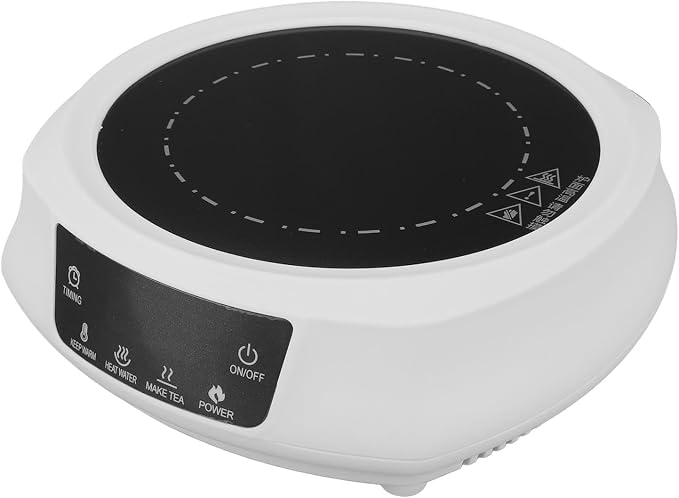 800W Mini Electric Stove, 800W Portable Electric Hot Plate Concentrated Energy Heating for Making Tea (White)
