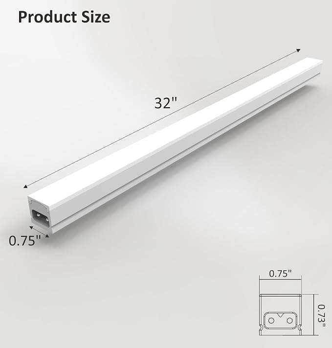 Leetdud Under Cabinet Lighting Plug in, 32 Inch 1 Pc, Linkable AC120V 3CCT 3000K/4000K/5000K Ultra Slim, LED Under Cabinet Lights for Counter Light, Kitchen, Shelf, Sink, Workshop, Desk, White