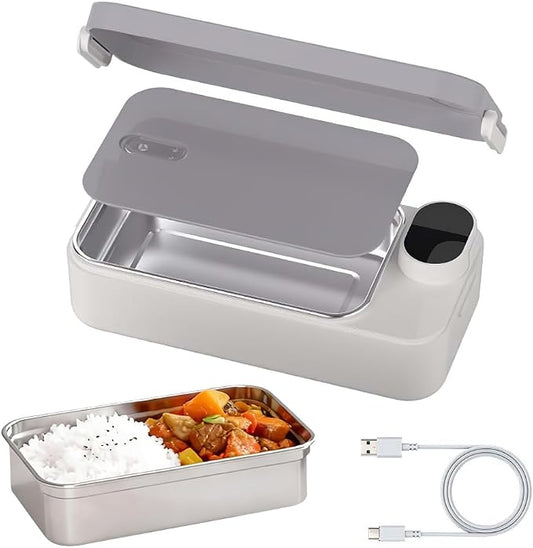 Cordless Electric Lunch Box for Adults, 900ML Heated Lunch Box for Men, Electric Lunch Box Food Heater with Timer & Multi-Temp Settings for Office, Picnic, Camping, Car & Outdoor Use