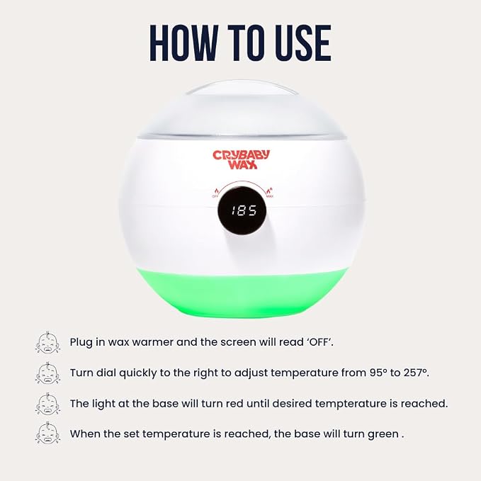 Crybaby Wax The Meltdown Machine Wax Warmer | Digital Temperature Display, 17 oz Hard or Soft Wax Capacity, Fast-Heating Wax Pot with Removable Silicone Liner