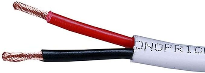 Monoprice Access Series 12 Gauge AWG CL2 Rated 2 Conductor Speaker Wire/ Cable - 100ft Fire Safety In Wall Rated, Jacketed In White PVC material 99.9% Oxygen-Free Pure Bare Copper