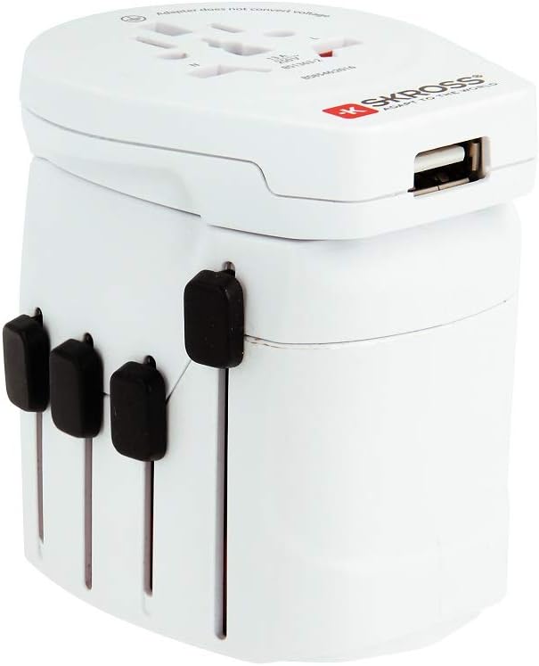 Skross Pro-World & USB Travel Adaptor, White