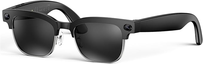 AI Smart Glasses for Men Women,8MP 4K HD Camera Glasses,Supports AI Voice Control/Photo/Video/Audio Recording,Bluetooth Camera Glasses with 133 Translations,IP67 Waterproof for Business & Outdoor