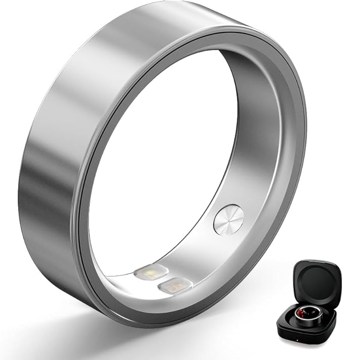 Smart Ring | No Subscription, Heart Rate & Blood Oxygen Monitoring, Sleep & Women’s Health Tracking, AI Health Advisor, IP68 Waterproof Fitness Ring for Android & iOS (Silver, 6#)