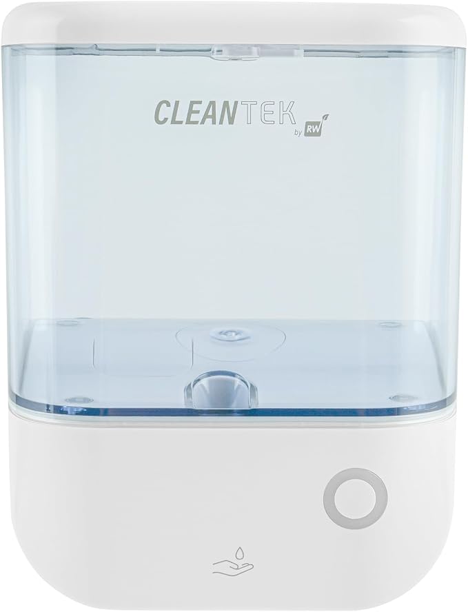 Restaurantware-Clean Tek Professional 34 Ounce Automated Soap Dispenser, 1 Touchless Wall-Mountable Soap Dispenser - Security Key, Arctic Blue Plastic Soap Dispenser, Transparent, for Liquid Soap