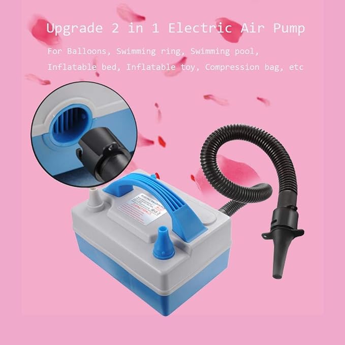 Balloon Pump Electric,Electric Air Pump for Balloons,Portable Dual Nozzle Electric Balloon Inflator/Blower with Multipurpose Hose Extension,for Party Decoration,Inflatable Pool Bed