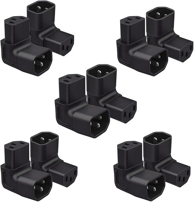 (10Packs C14 to C13 Power Adapter IEC 320 Male C14 to C13 Down Direction Right Angled 90 Degree IEC Female Power Extension Adapter Wall-Mounted LCD TV