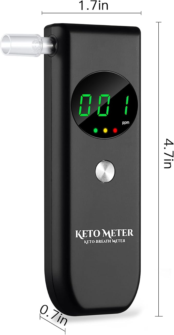 Ketone Meter & Breath Analyzer Professional Ketone Breath Testing & Monitoring - Portable Breath Ketosis Meter Digital Ketosis Breath Tester for Testing ketosis with 10 Mouthpieces