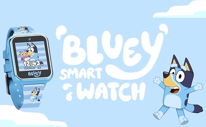 Bluey Kids Smartwatch with Camera, Games, Pedometer and Audio Recorder for Creative Play and Learning, 1.5" Touchscreen, Blue, Fits 5.5"-8.0" Wrists, for Boys and Girls Ages 3+