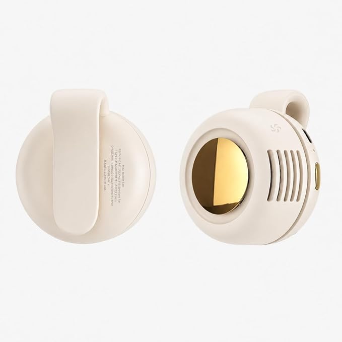 Portable Silent Mini Bladeless Fan Clip On, Small Fan Clip on for Shirt & Waist, Adjustable 3-Speed Suspended Whirlwind Fans, For Outdoor & Travel & Office, Travel Accessories (1, white)