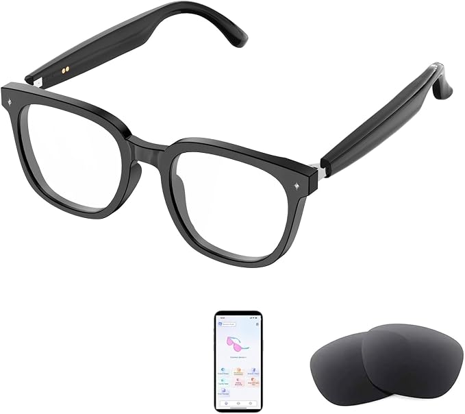 AI Smart Glasses for Men and Women with Chat GPT, Real Time Translation Glasses with 164 Languages,Sunglasses Music Playback, Hands-Free Calls, Open-Ear Audio for Travel, Meetings