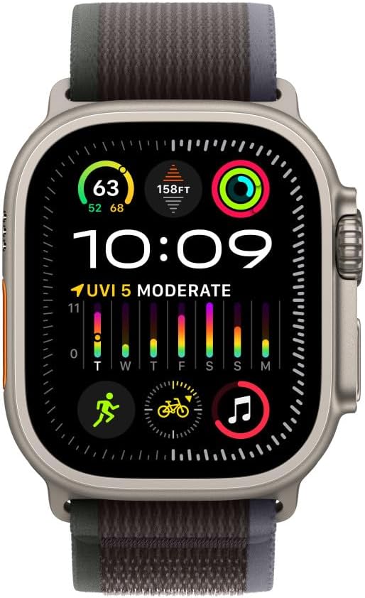 Apple Watch Band - Trail Loop (49mm) - Blue/Black with Rugged Titanium Finish - S/M