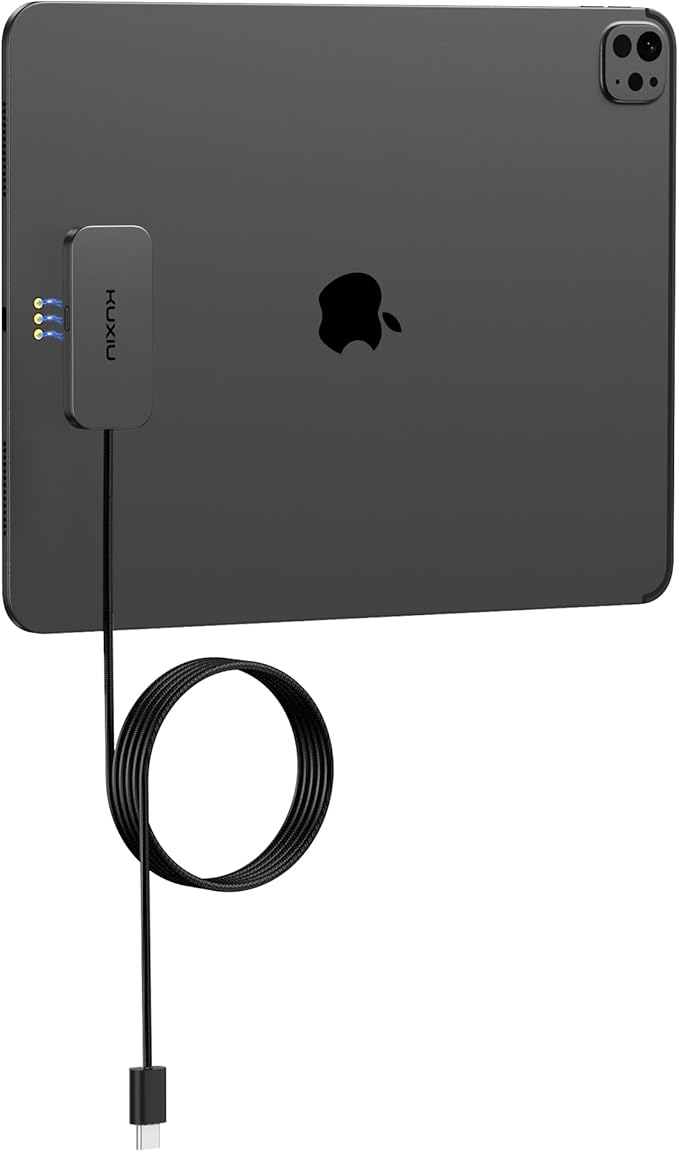 KU XIU Magnetic Wireless Charger for iPad Pro 13" M4/M5 ONLY, 35W Fast Charging Smart Connector Charger, Aluminum Alloy Wireless Charging Pad with 6.56ft USB-C Cord Cable (Adapter Not Included)