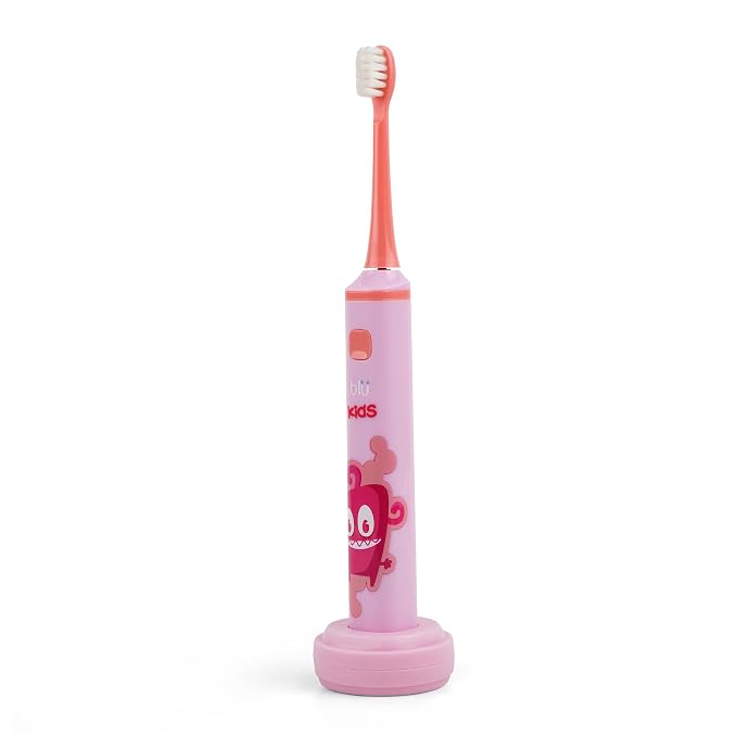 Blu Smart Toothbrush for Kids Up to 8 Years, App-Enabled Sonic Toothbrush with Live Tracking, Helps Build Healthy Brushing Habits, Rechargeable Electric (Pink)