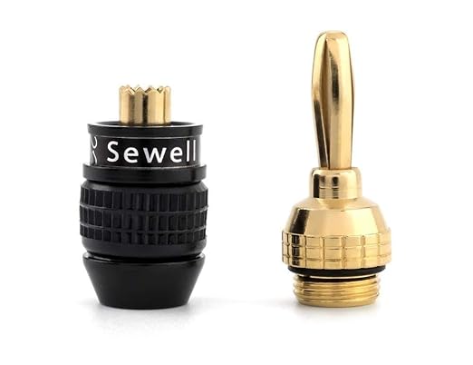 Deadbolt Banana Plugs 5-Pairs by Sewell, Gold Plated Speaker Plugs, Quick Connect