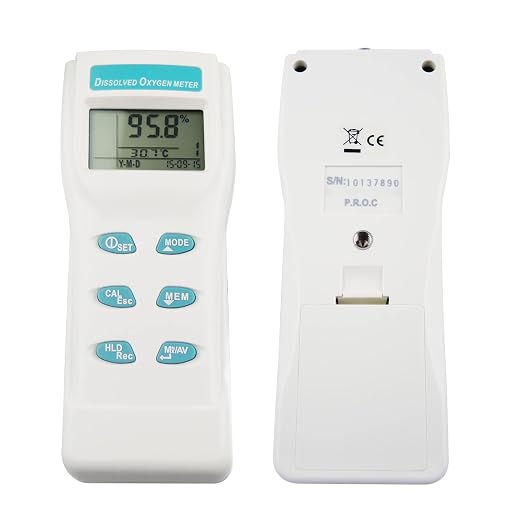 Dissolved Oxygen Meter Data Logger DO Meter with Electrode Portable Digital DO & Temperature Tester with 99 Groups Recording, Dissolved Oxygen Meter Analyzer for Aquarium/Hydroponics/Ponds/Water/Home