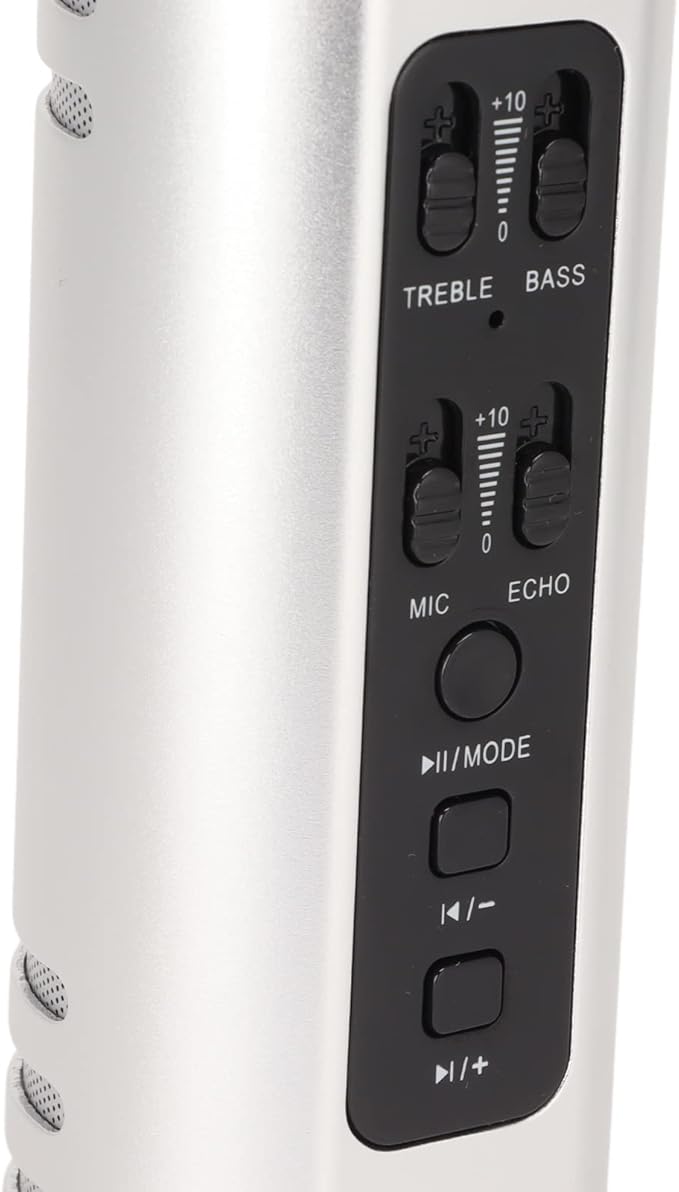 K6 Handheld Microphone, Karaoke Bluetooth Microphone, Portable Noise Cancelling Microphone Speaker Machine for Adults Kids Pc Smartphones (Silver)
