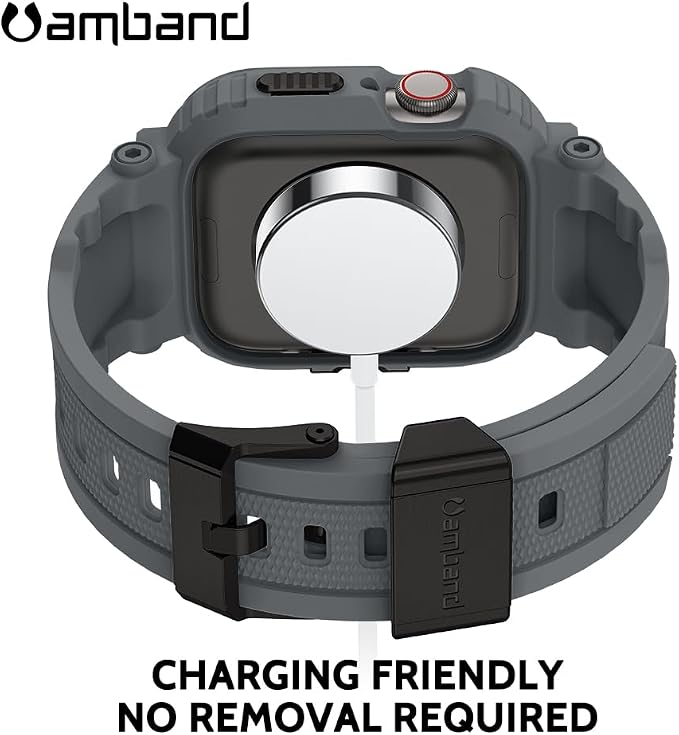 amBand Compatible with Apple Watch Series 9/8/7/6/5/4 & SE 3/2/1 41mm/40mm Band Case for Men, M1 Sport Rugged Case with Strap Military Protective Cover Bumper for iWatch 41/40 mm - Gray